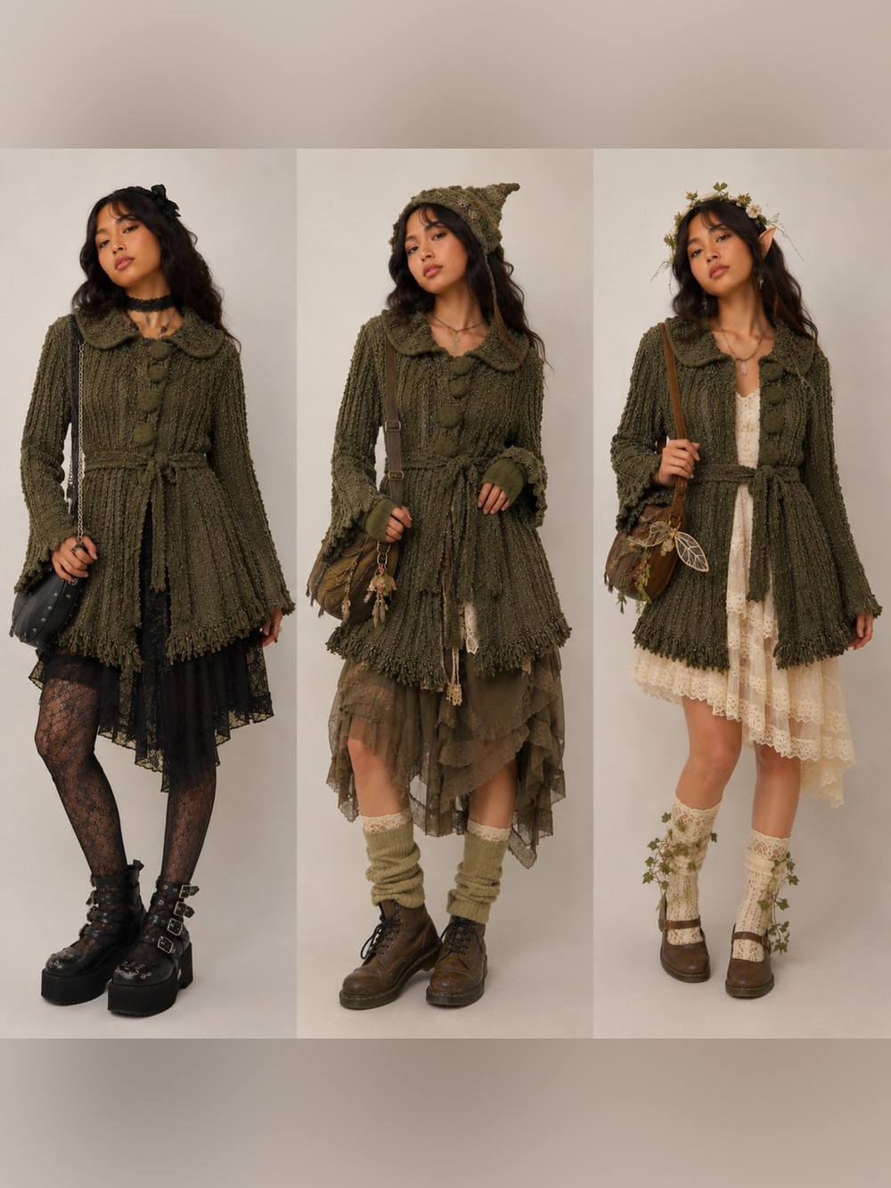 Pretty Angel Cashmere Wool Blend Fringe Boho Fairycore Cardigan M